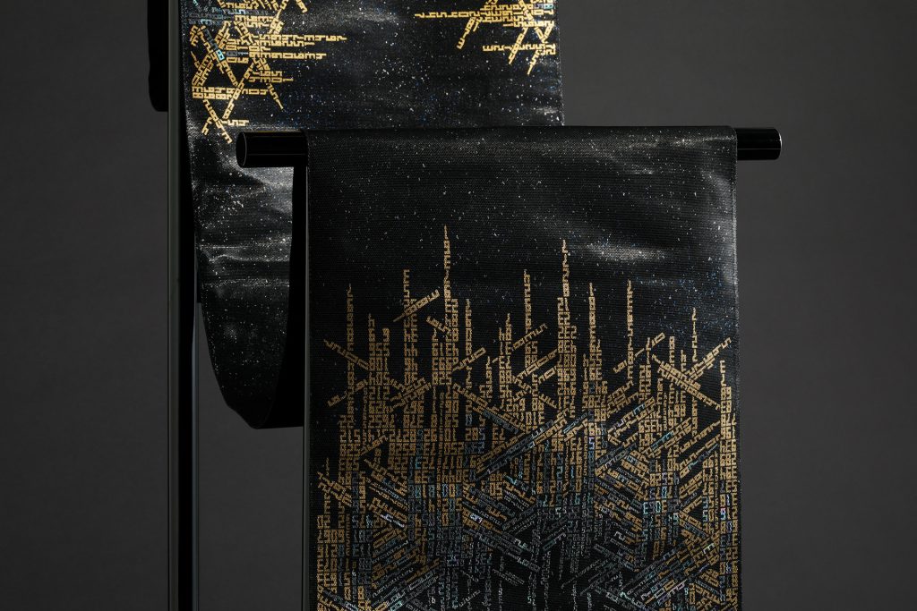 池田晃将 作品 『百千金彩螺鈿帯「電光路」』